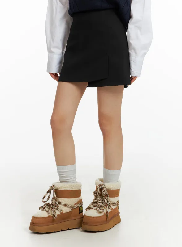 Basic Wraparound Mini Skirt CF415 sold by Lewkin
