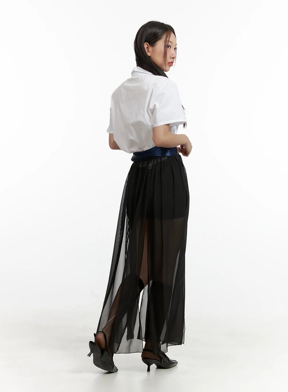 Basic Collar Crop Shirt OU403 sold by Lewkin product image thumbnail 4