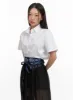 Basic Collar Crop Shirt OU403 sold by Lewkin