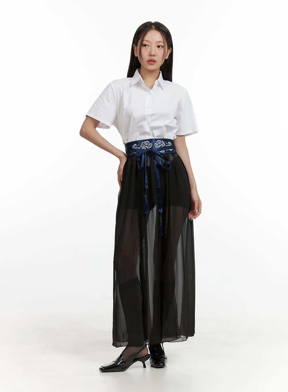 Basic Collar Crop Shirt OU403 sold by Lewkin product image thumbnail 3