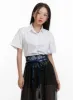 Basic Collar Crop Shirt OU403 sold by Lewkin