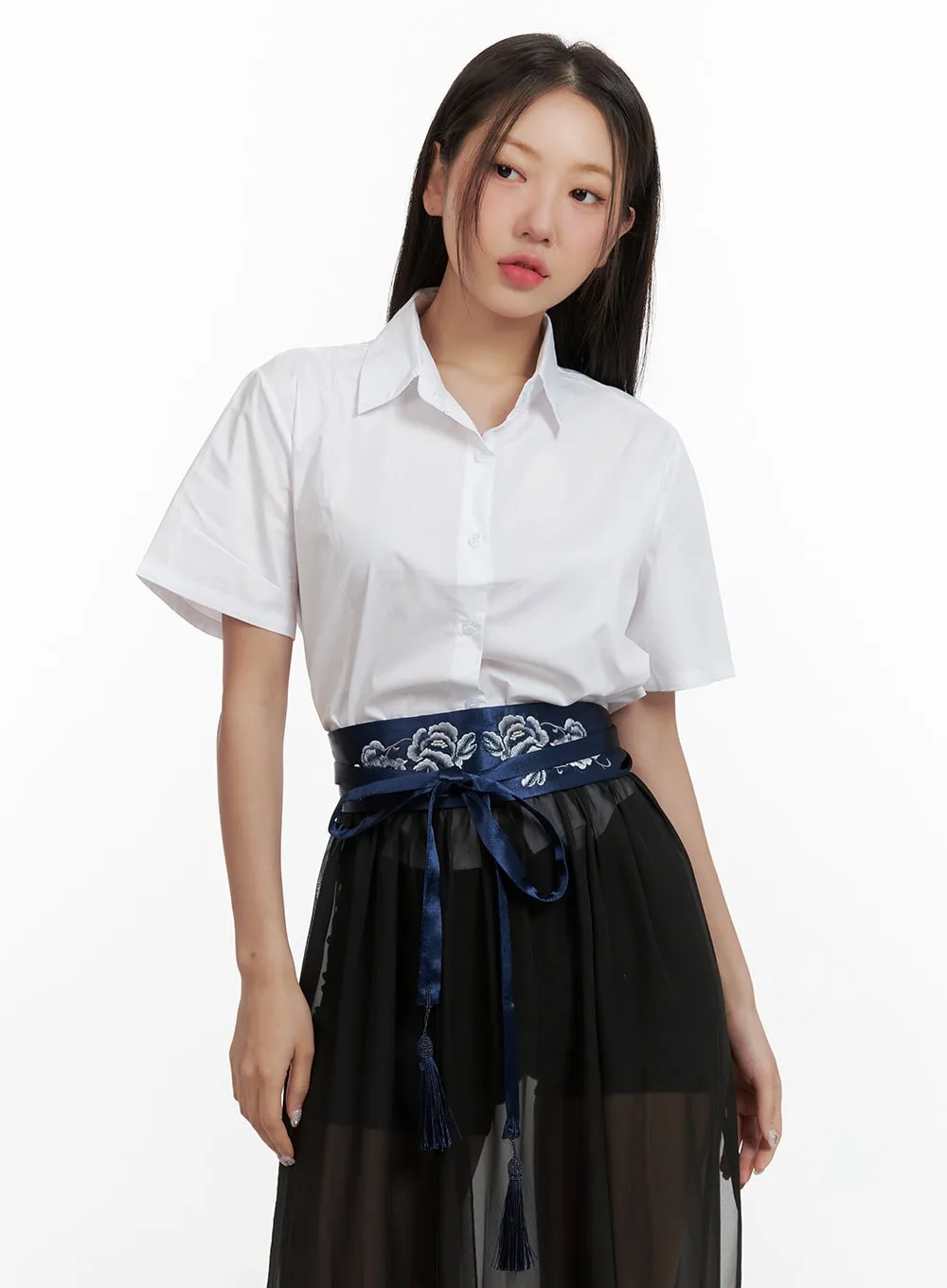 Basic Collar Crop Shirt OU403 sold by Lewkin product image thumbnail 5