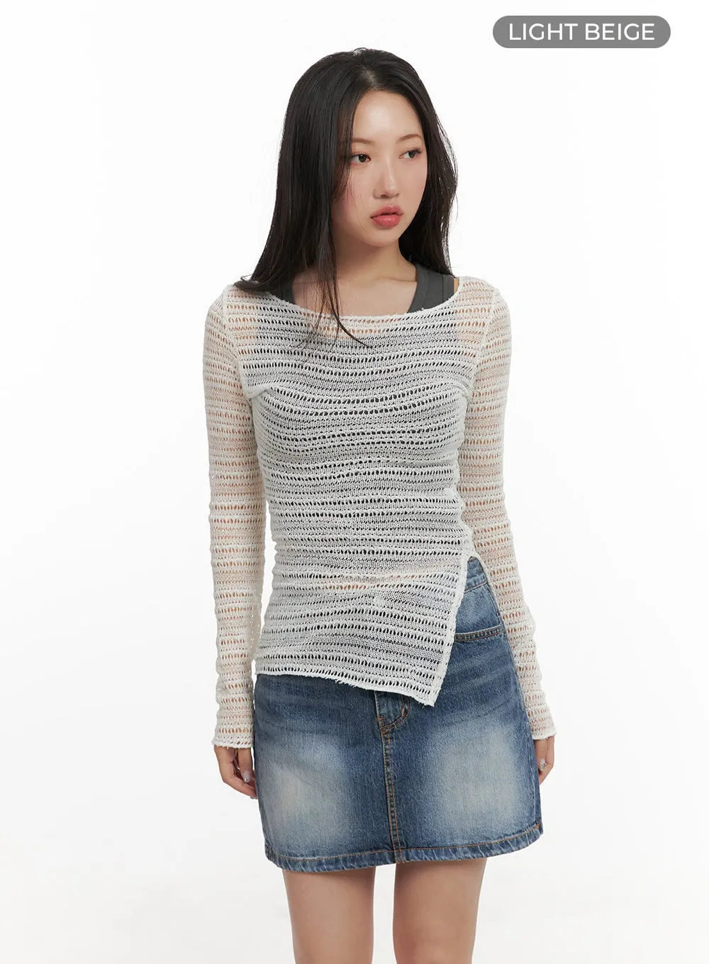 Acubi Sheer Lace Long Sleeve Top CY403 sold by Lewkin product image thumbnail 5
