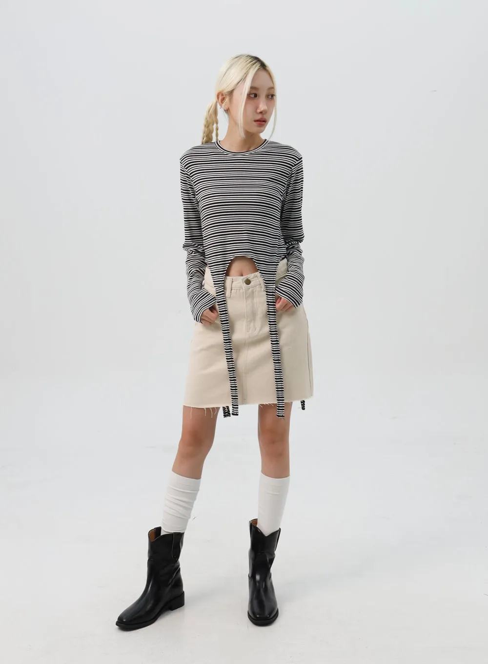 Striped Long Sleeve Top IS307 sold by Lewkin product image thumbnail 4