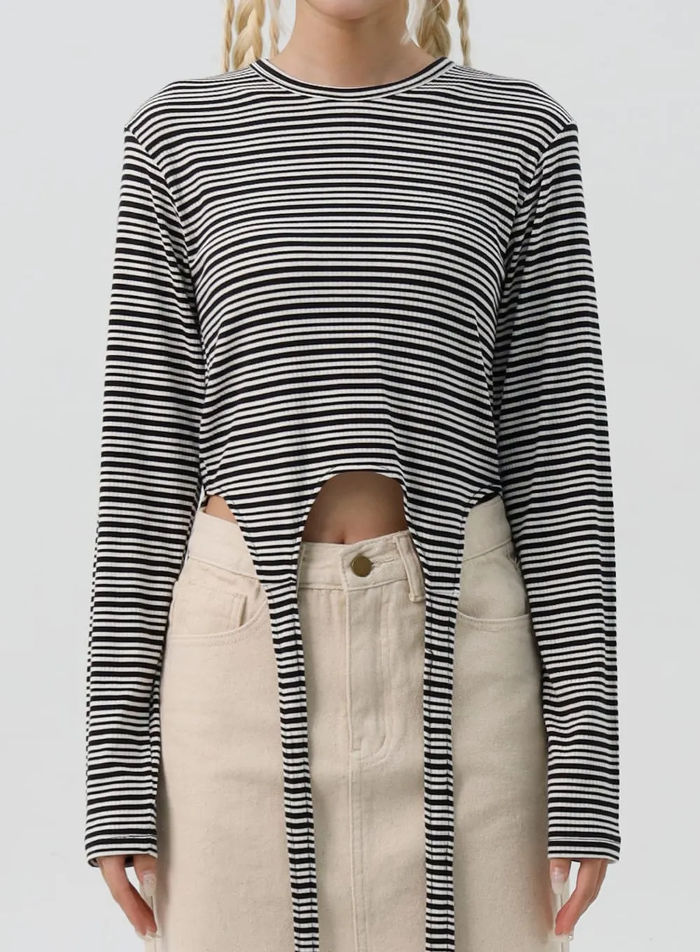 Striped Long Sleeve Top IS307 sold by Lewkin product image thumbnail 2