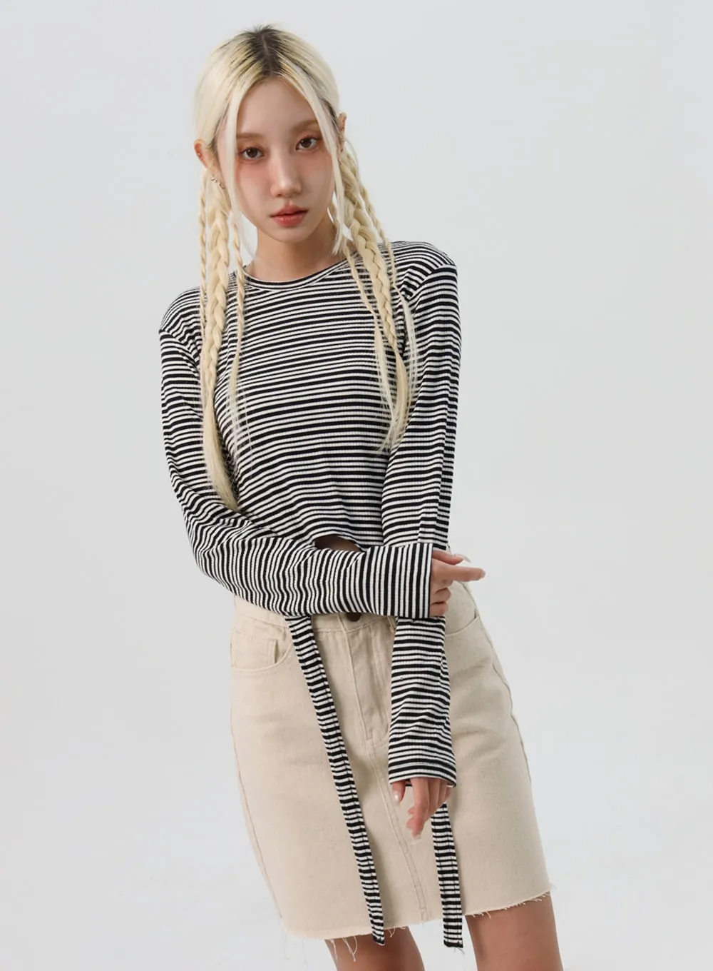 Striped Long Sleeve Top IS307 sold by Lewkin product image thumbnail 5