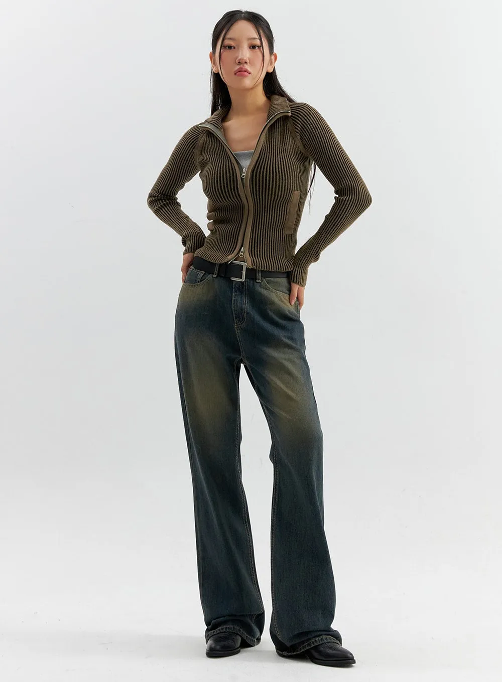 Vintage Wash Flare Jeans CO306 sold by Lewkin