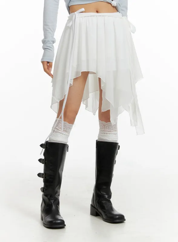 Mesh Texture Ruffle Mini Skirt CF416 sold by Lewkin