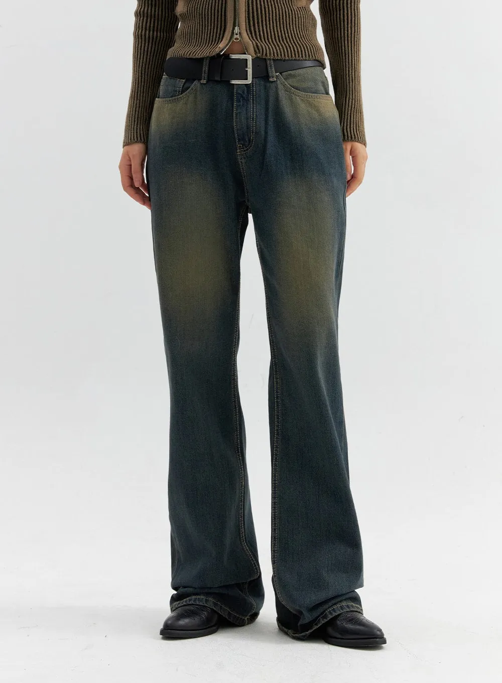 Vintage Wash Flare Jeans CO306 sold by Lewkin product image thumbnail 5