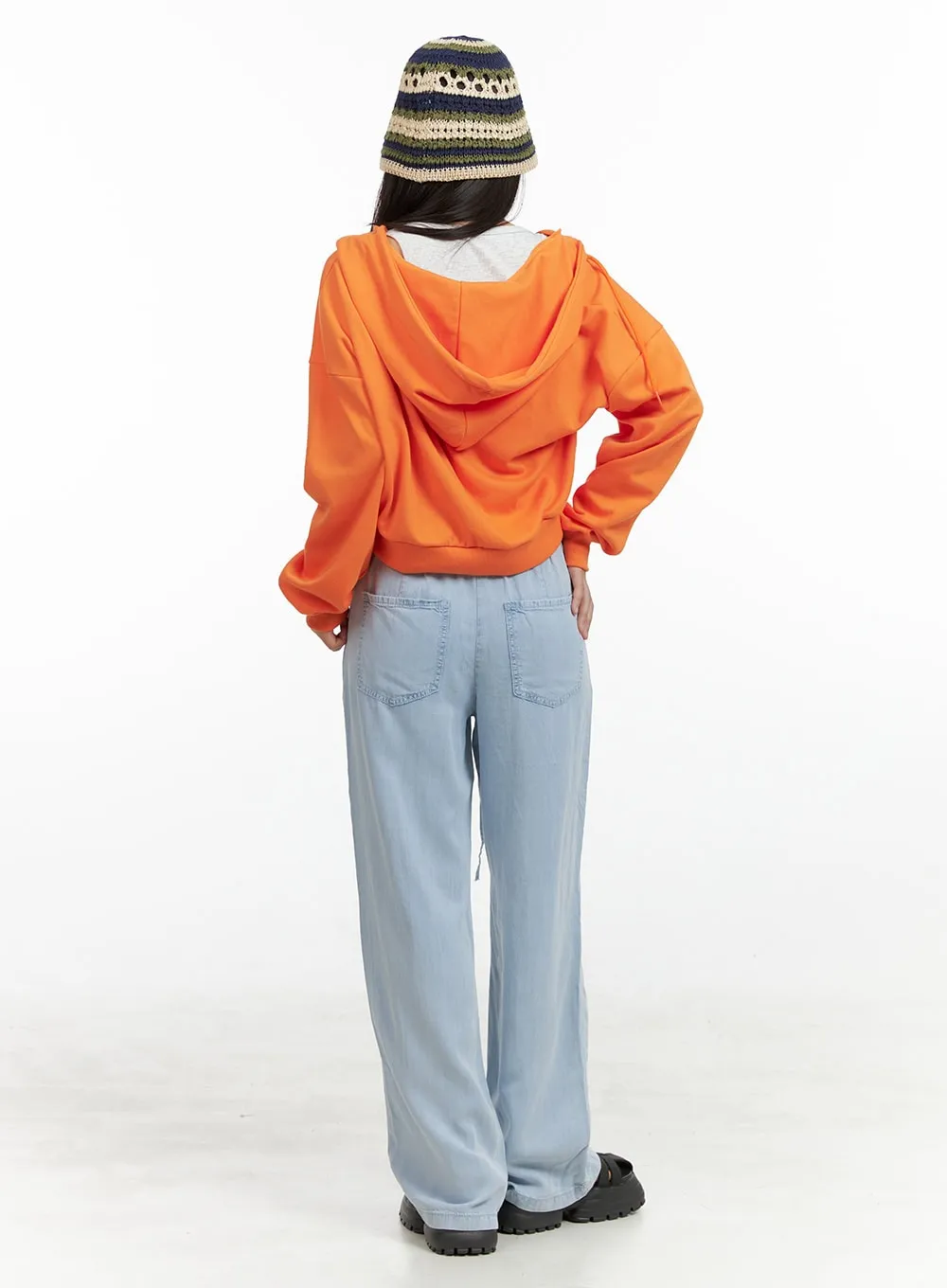 String Washed Wide Leg Jeans OL408 sold by Lewkin product image thumbnail 4