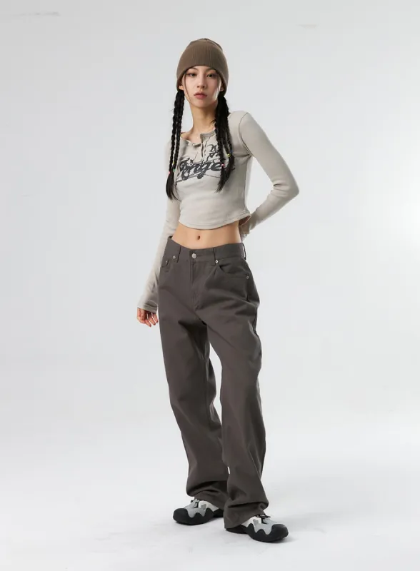 Straight Leg Cotton Pants IS327 sold by Lewkin