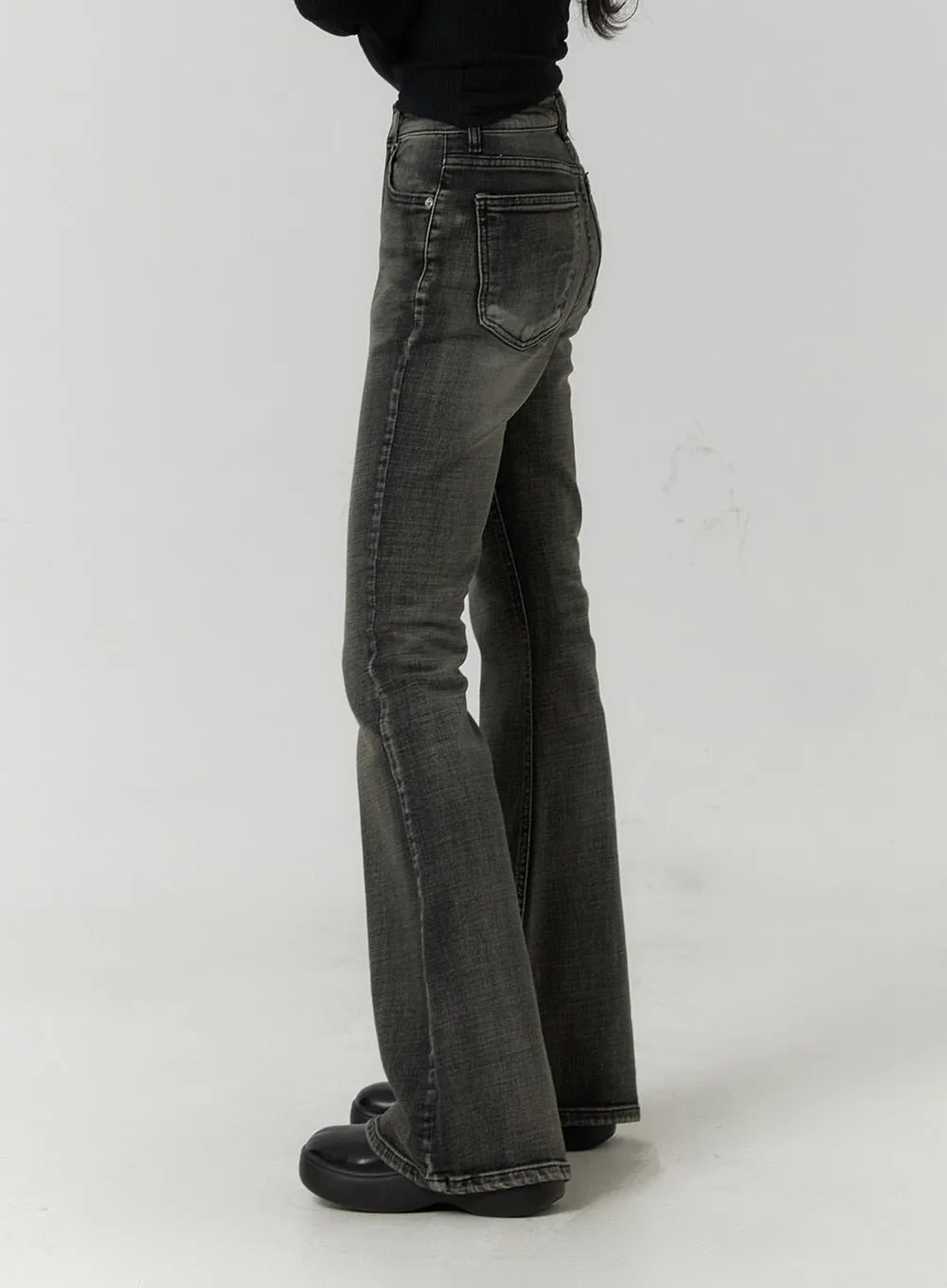 Slim Washed Denim Bootcut Jeans CF407 sold by Lewkin product image thumbnail 4