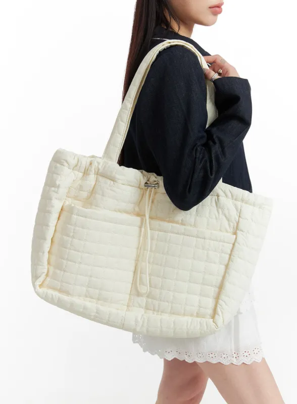 Quilted String Tote Bag IF423 sold by Lewkin