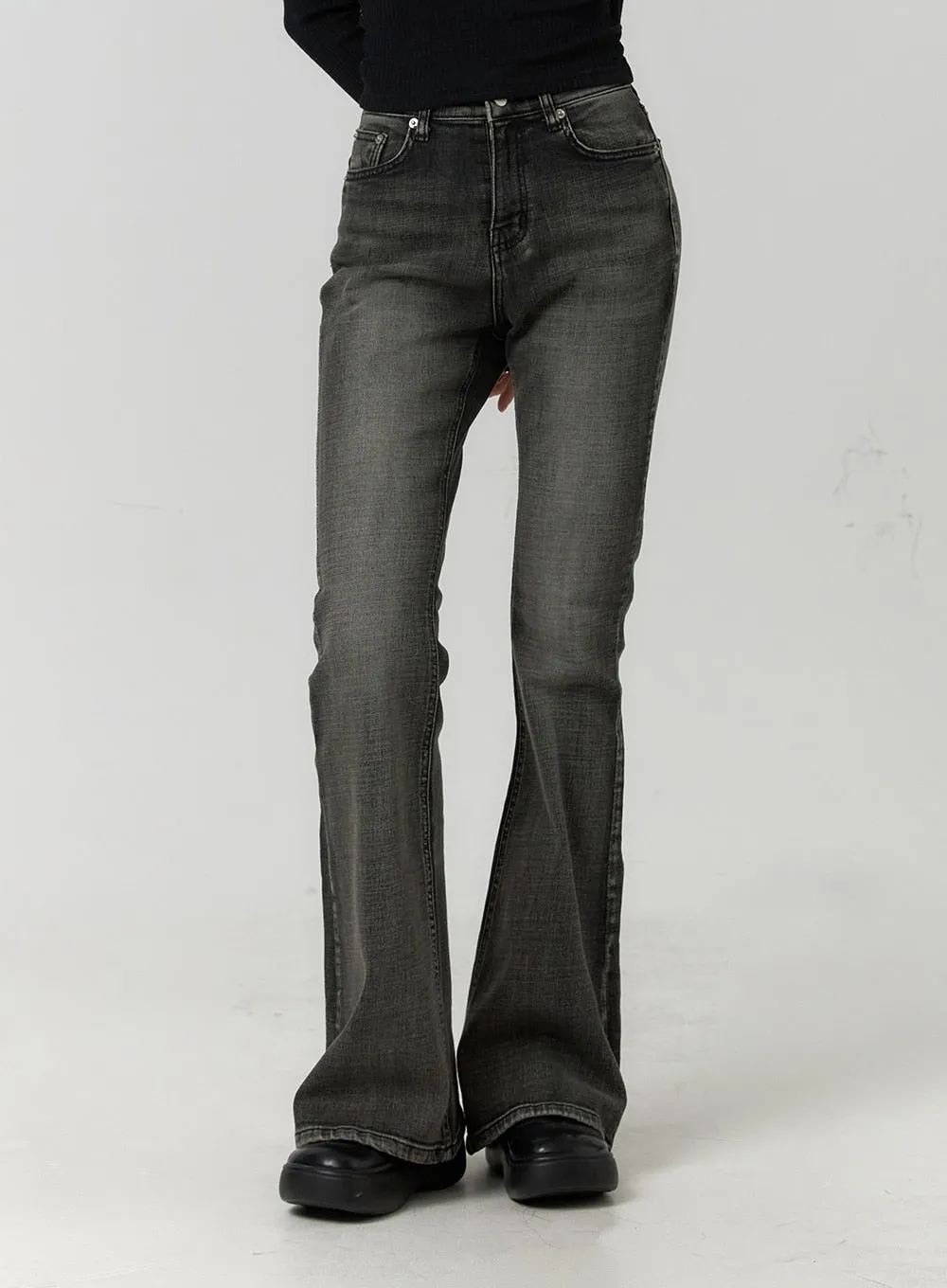 Slim Washed Denim Bootcut Jeans CF407 sold by Lewkin