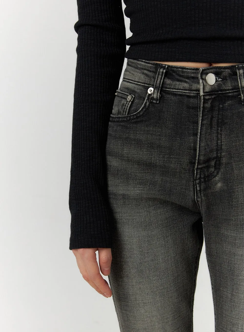 Slim Washed Denim Bootcut Jeans CF407 sold by Lewkin product image thumbnail 5