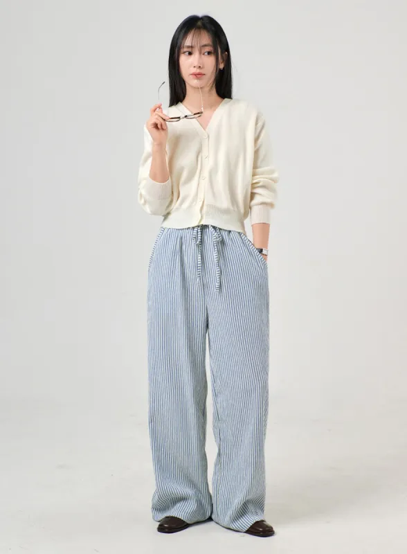 Mid Waist Striped Wide Leg Trousers OF406 sold by Lewkin