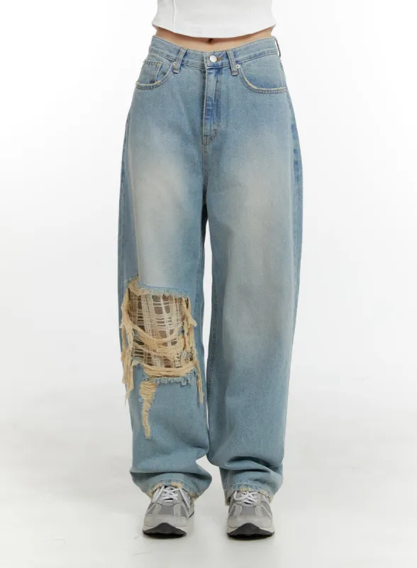 Ripped Baggy Jeans CA401 sold by Lewkin