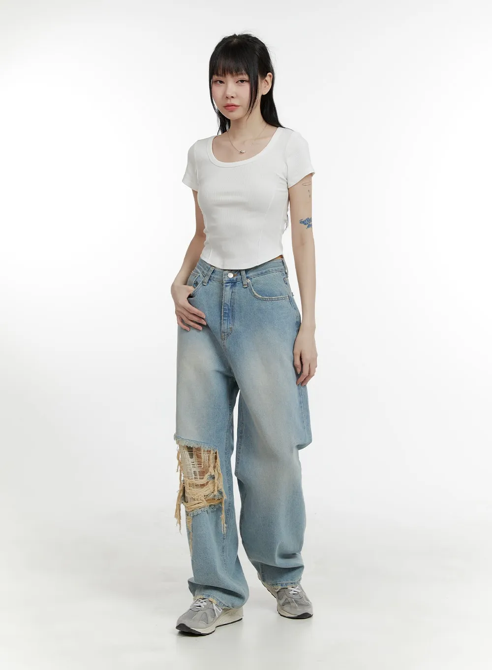 Ripped Baggy Jeans CA401 sold by Lewkin product image thumbnail 2