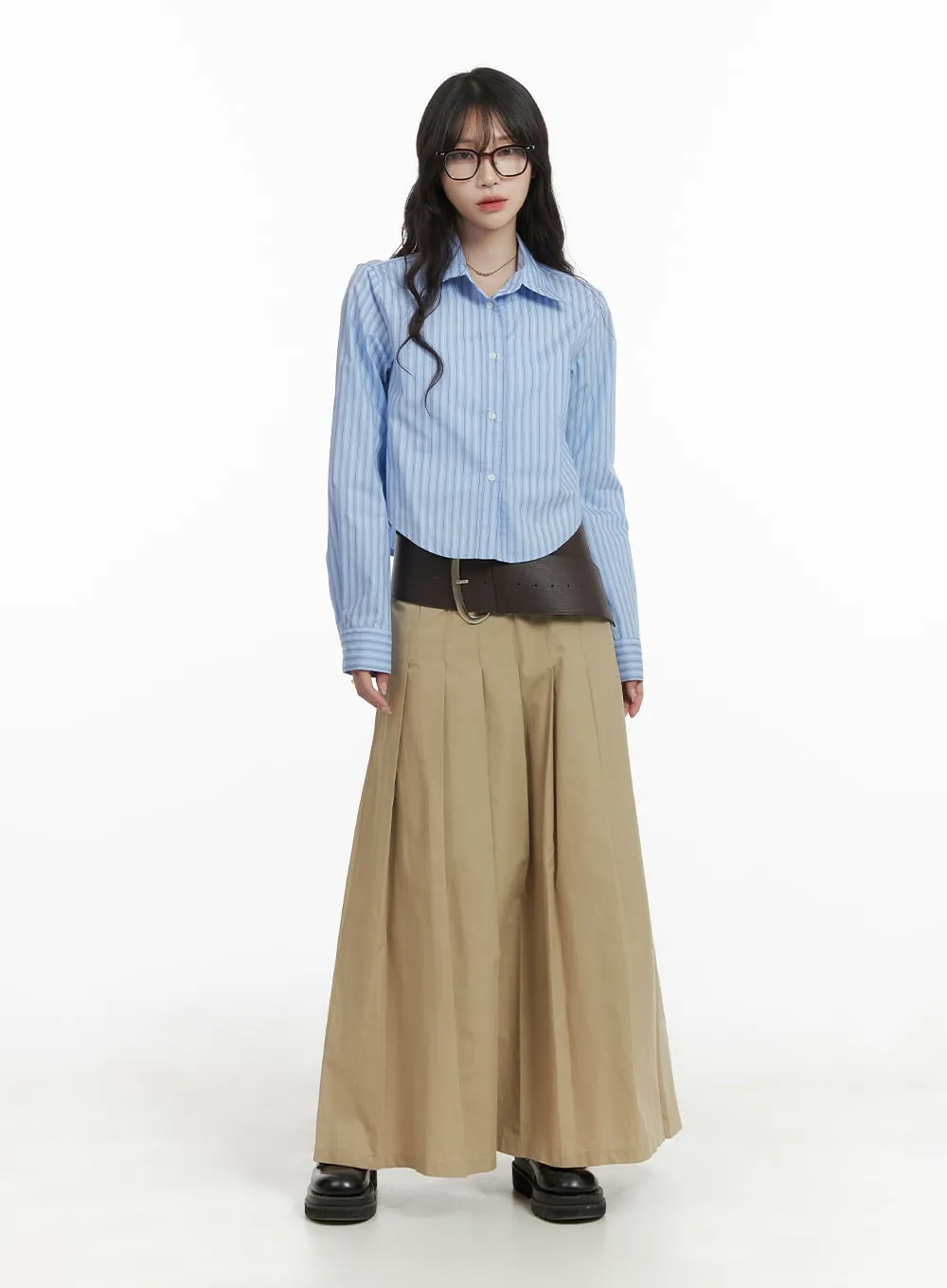 Stripe Buttoned Crop Shirt CA408 sold by Lewkin product image thumbnail 2