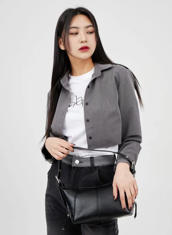 Cropped Button Shirt BM315 sold by Lewkin