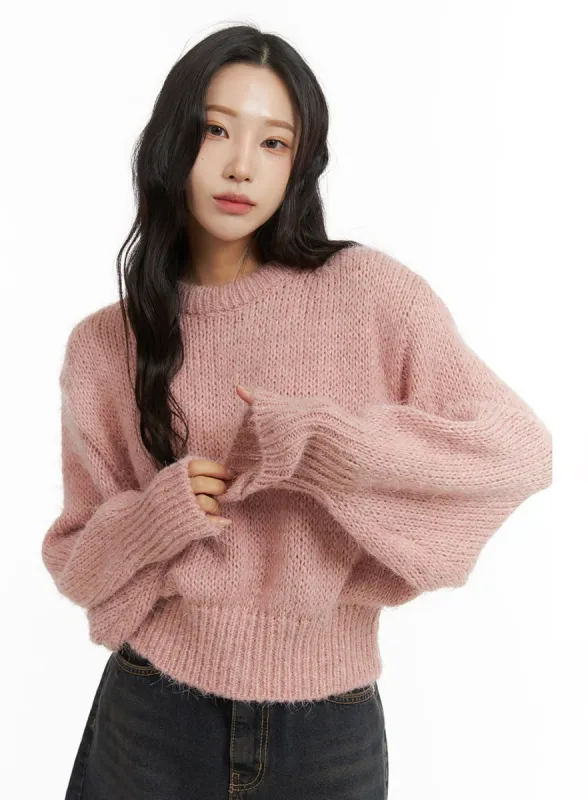 Striped Knit Round Neckline Long Sleeve Top CJ409 sold by Lewkin