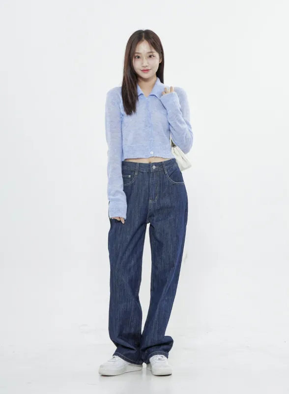 Semi Wide Denim Long Pants BS30 sold by Lewkin