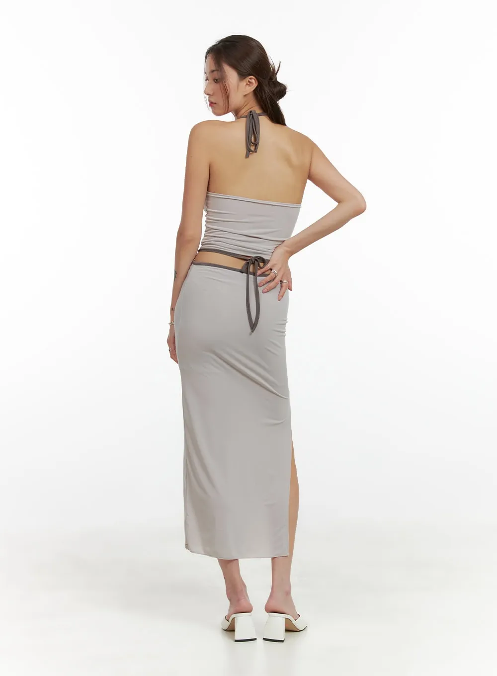 Contrasting Halter Strap Crop Top CL405 sold by Lewkin product image thumbnail 5