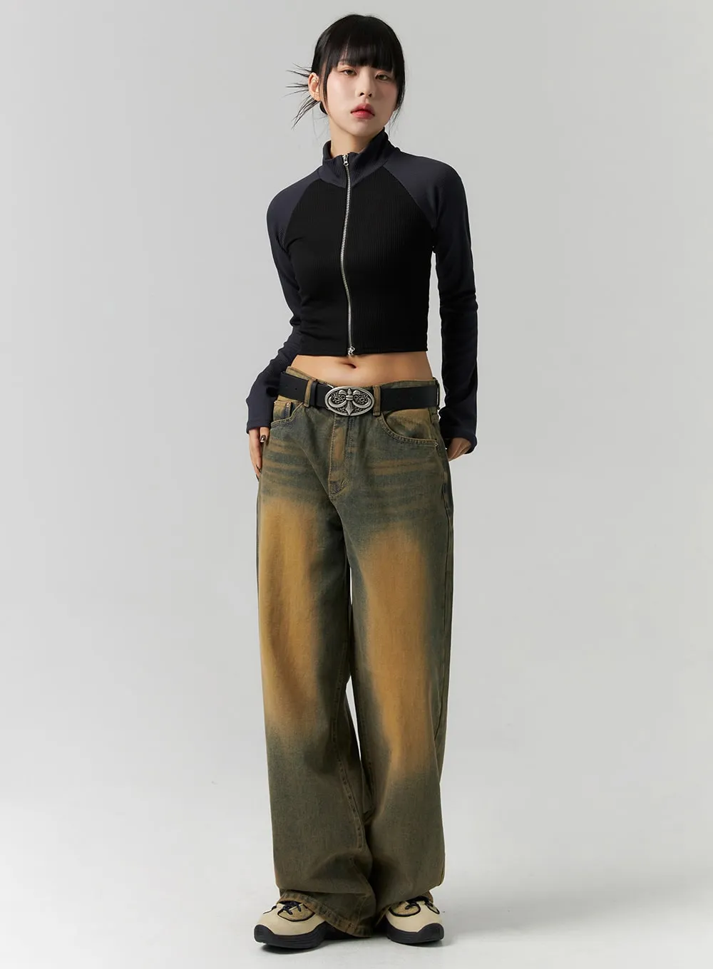 Brown Wash Jeans CS318 sold by Lewkin