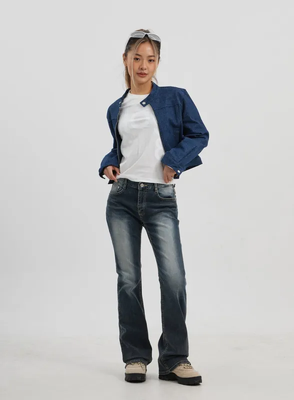 Dark Wash Mid-Rise Bootcut Jeans CJ325 sold by Lewkin