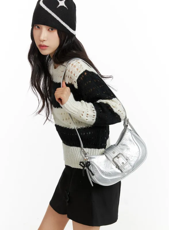 Metallic Buckle Crossbody Bag CF415 sold by Lewkin