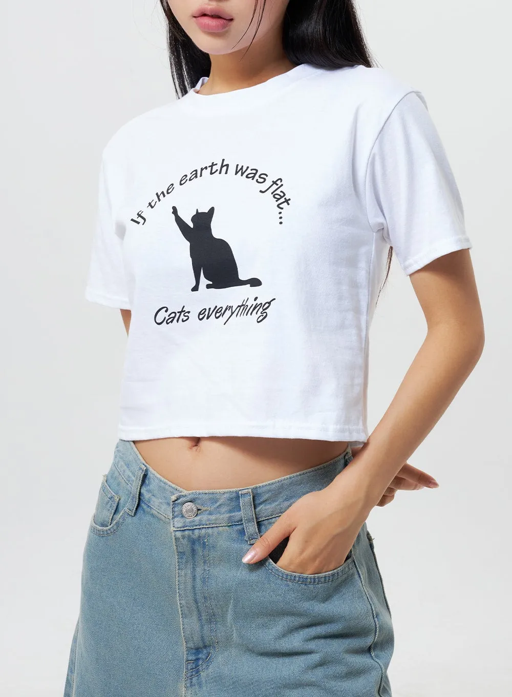 Cat Cropped Tee CY324 sold by Lewkin product image thumbnail 2