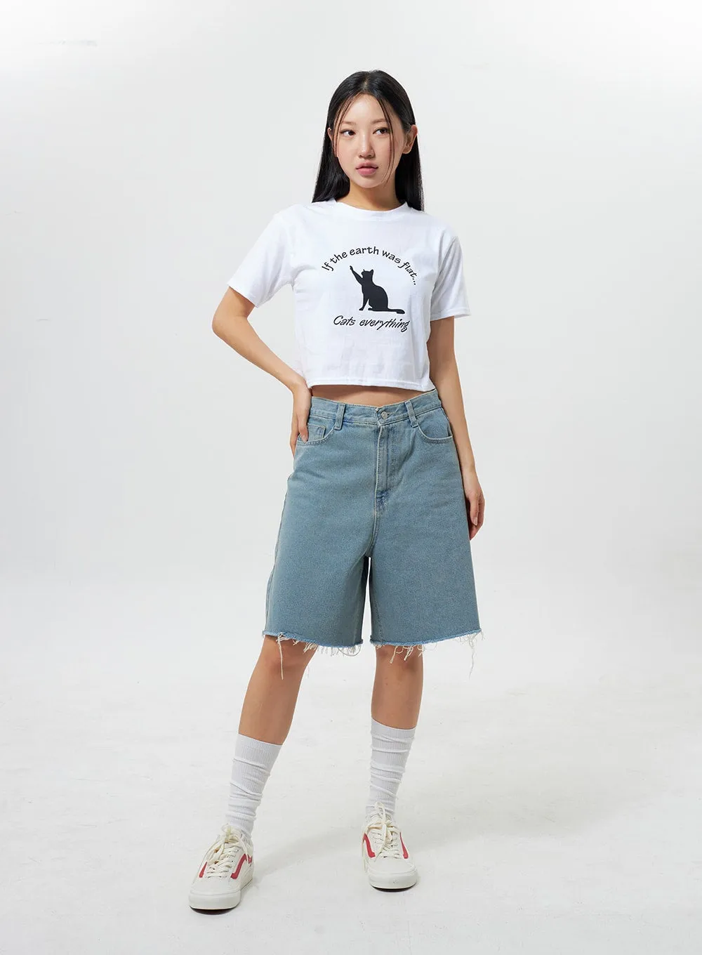 Cat Cropped Tee CY324 sold by Lewkin product image thumbnail 4