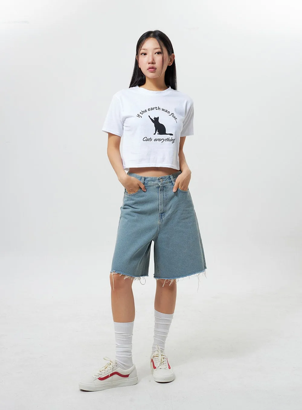 Cat Cropped Tee CY324 sold by Lewkin product image thumbnail 3