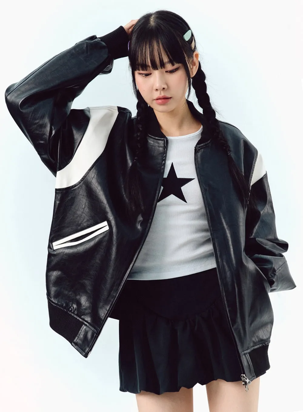 Faux Leather Jacket IG303 sold by Lewkin product image thumbnail 5