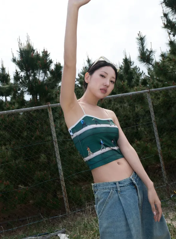 Green Graphic Top CY317 sold by Lewkin