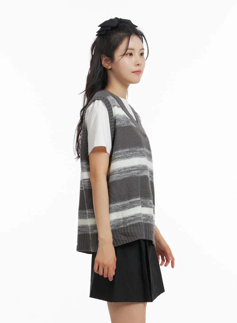 Oversized Striped Knit Sweater Vest OM419 sold by Lewkin product image thumbnail 5