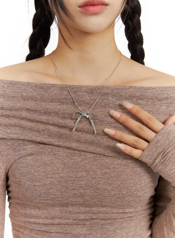 Bowknot Pendant Necklace CF416 sold by Lewkin