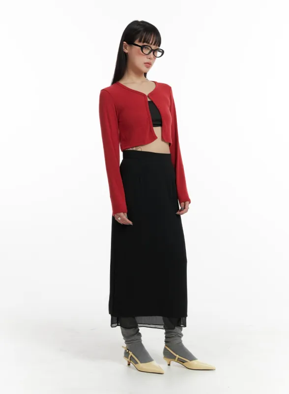 Basic Layered Maxi Skirt IF423 sold by Lewkin
