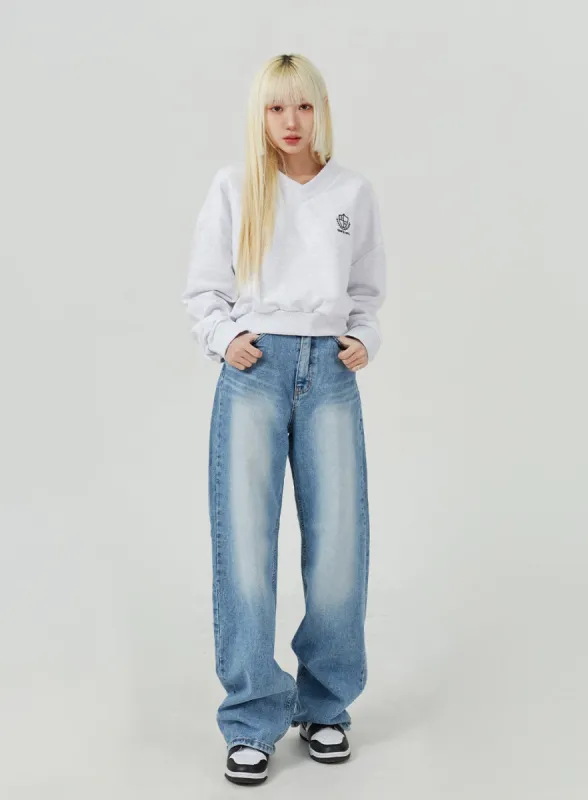 Wide Leg High Waist Jeans BM323 sold by Lewkin