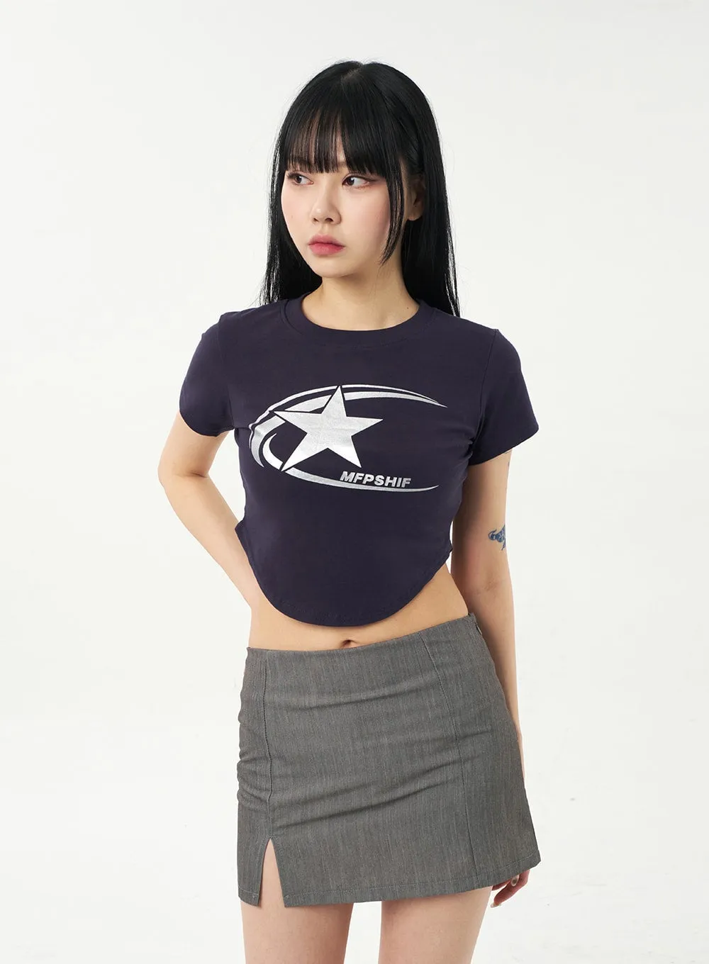 Star Cropped Tee CA327 sold by Lewkin product image thumbnail 3