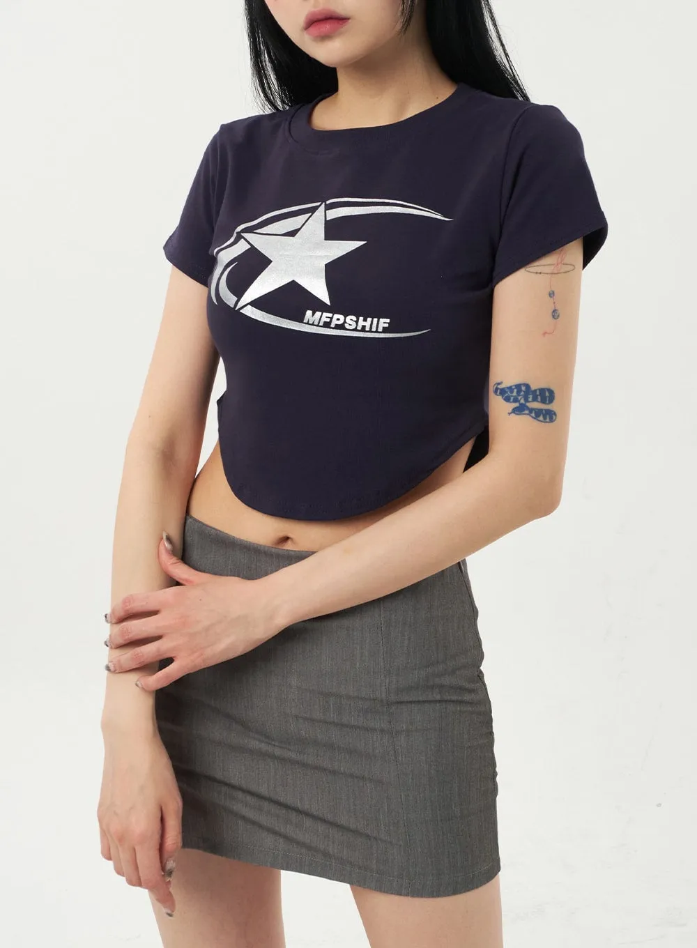 Star Cropped Tee CA327 sold by Lewkin product image thumbnail 2