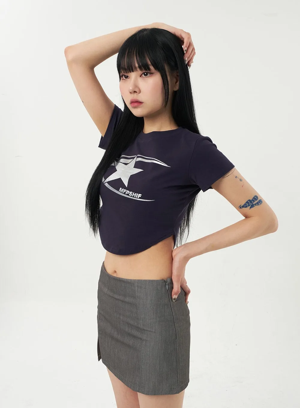 Star Cropped Tee CA327 sold by Lewkin product image thumbnail 5