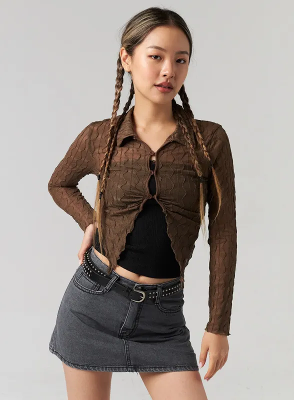 Wavy Button Cardigan CL306 sold by Lewkin