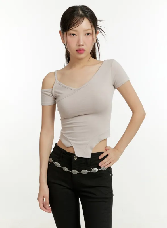Unbalanced Cut Out Crop Top CU428 sold by Lewkin