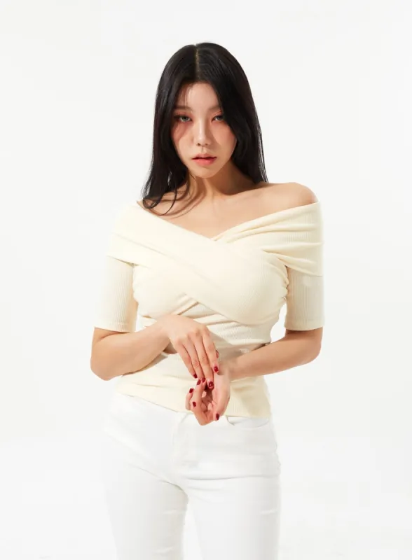 Off-Shoulder Knit Top IM322 sold by Lewkin