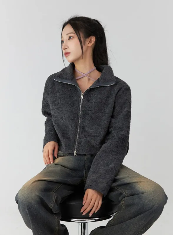 Collared Zip-Up Jacket CD322 sold by Lewkin