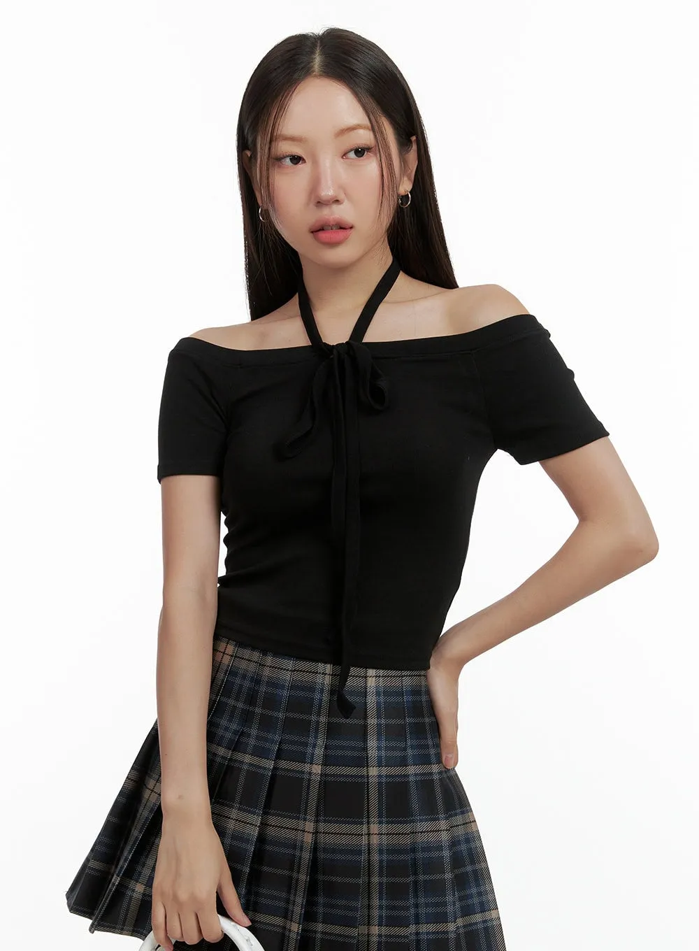 Off Shoulder Strap Halter Top OL401 sold by Lewkin