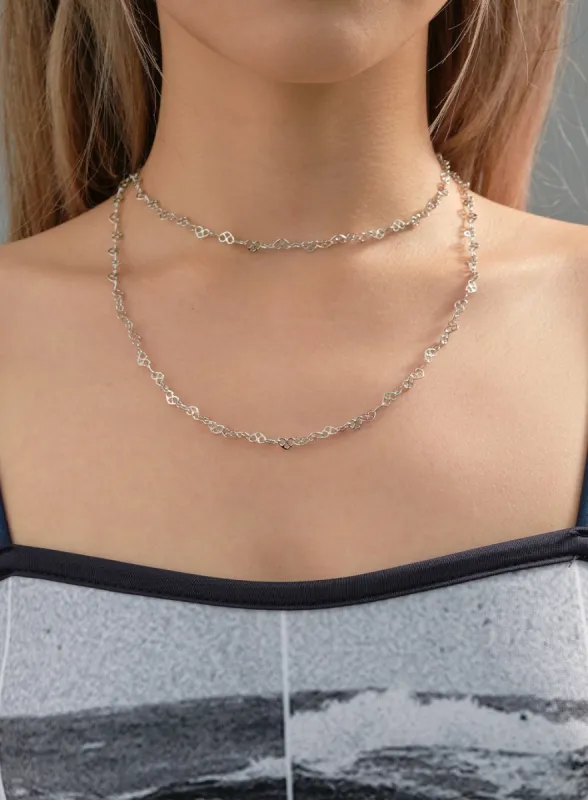 Heart Chain Layered Necklace CJ27 sold by Lewkin