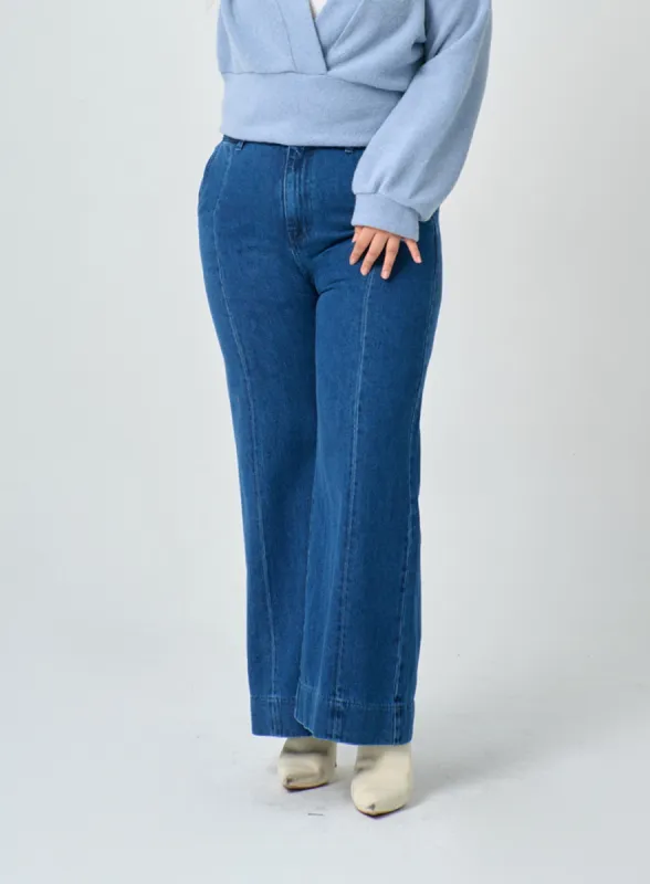 Plus Wide Straight Leg Denim Pants IN04 sold by Lewkin
