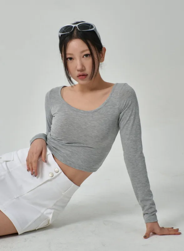 Cropped Scoop Neck Top IF315 sold by Lewkin